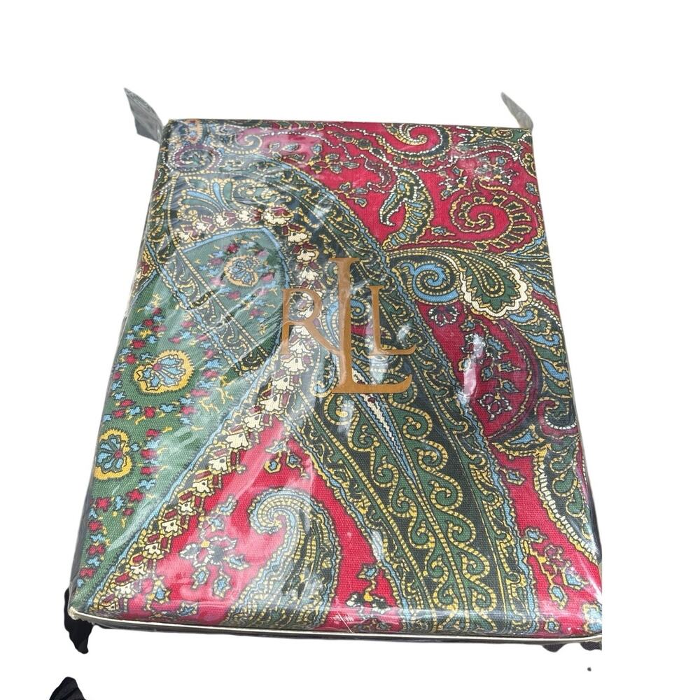 Lauren Ralph Lauren Classic Paisley Tablecloth NEW Poinsettia Cotton 60x84